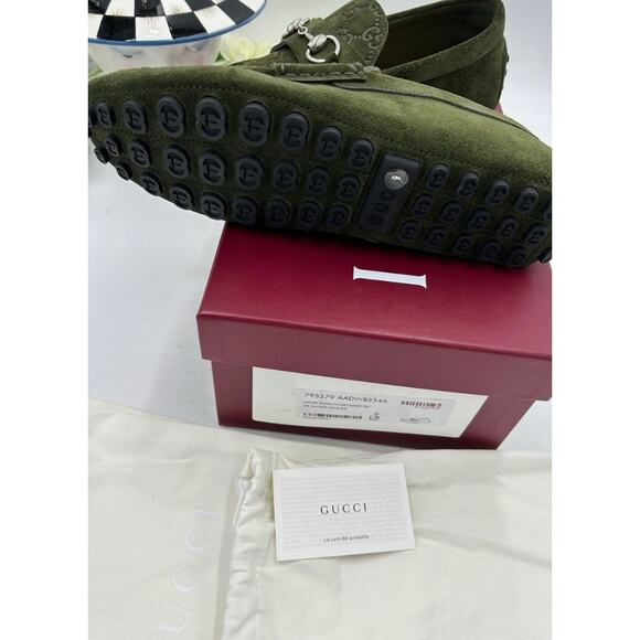 Men\'s Gucci GG embossed suede driver loafers size 9 fits 9.5 US made in Italy main image 5